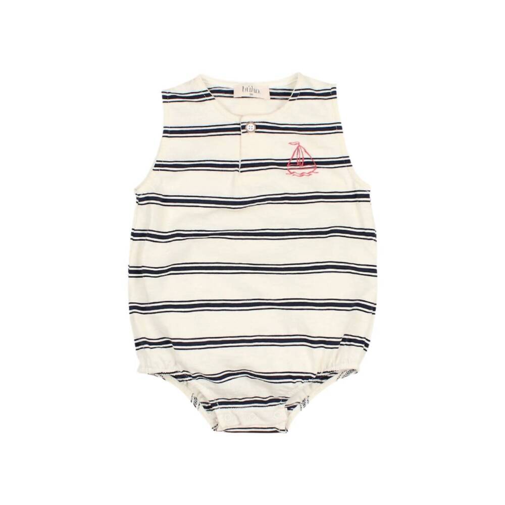 NEW BÚHO kid's stripes romper in navy